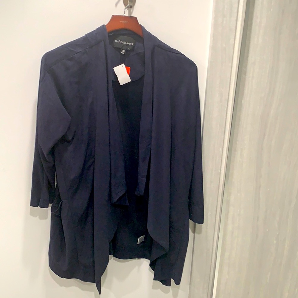 Faux suede navy sweater
